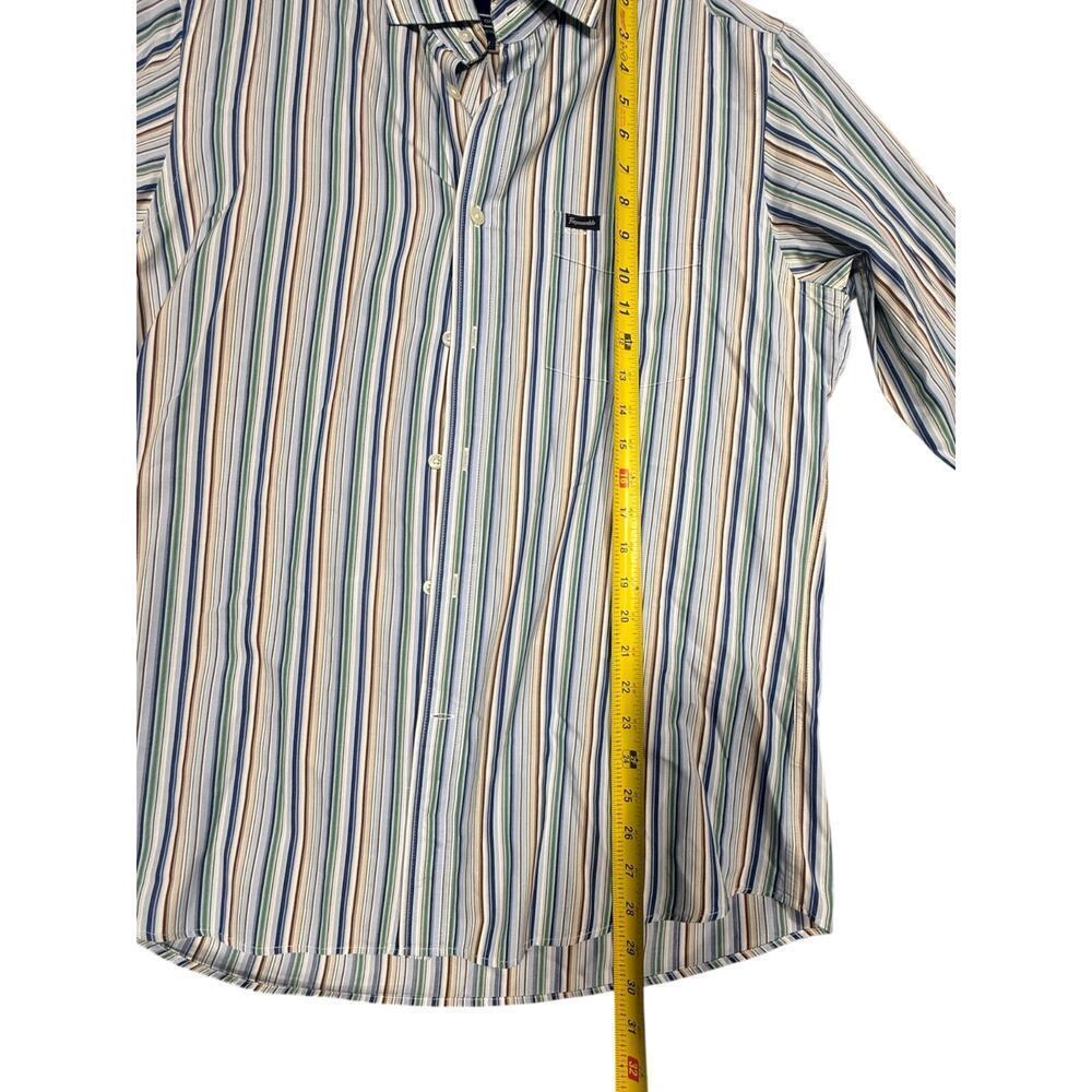 Façonnable Deauville Club Shirt Medium – Blue Multicolor Stripe 100% Cotton - Picture 4 of 8